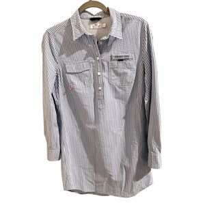 Vineyard Vines Striped Seersucker Shirt Dress Beach Coastal Coverup, 2 (XS)